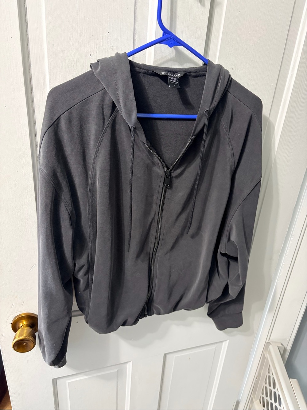 Athleta Dark Charcoal Hooded Zip Jacket